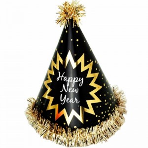 Šťastný Nový rok Fotil Fringe Cone Hats Paper s Glitter